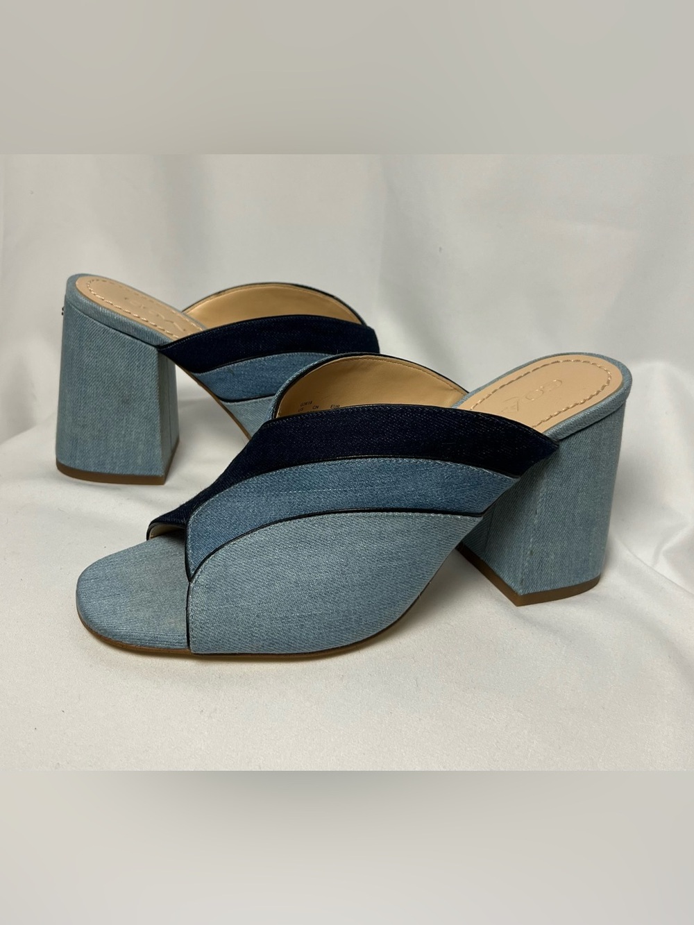 Coach Denim Layered Blue Block Heel Mules 9 US - Picture 9 of 10
